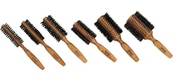 Cepillo de pelo redondo con cerdas naturales de jabalí y nailon, cepillo  redondo de 2 pulgadas de diámetro, secado con secador, peinado y rizado (16